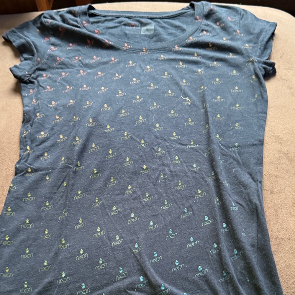 Nixon Teal Graphic Tee with Multicolor Logo